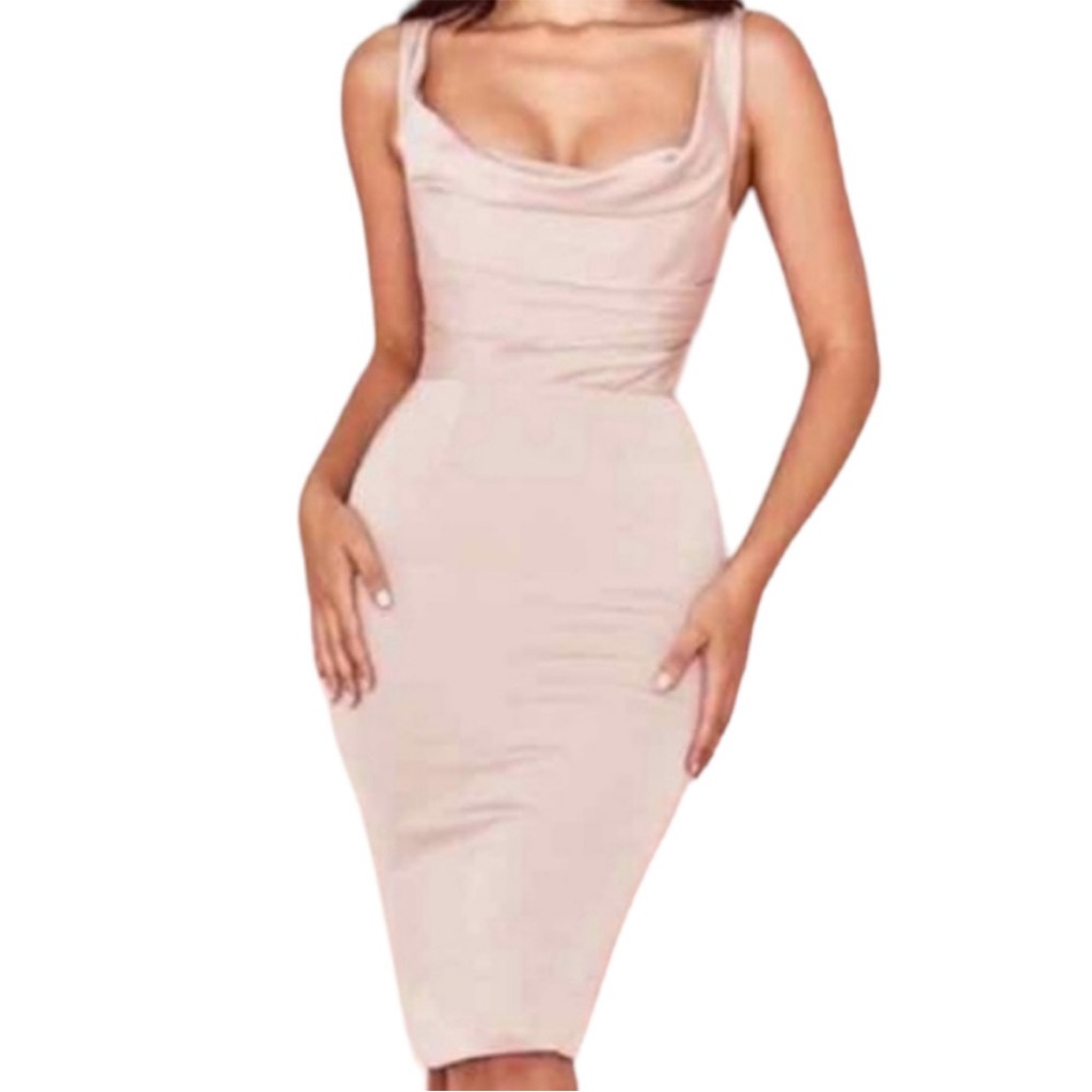 House of CB Micaela Blush Draped Corset Dress